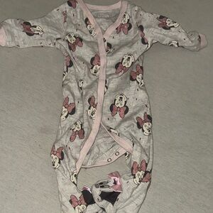 Kids Size 3-6M Disney Minnie Mouse Pink and Gray Baby Romper